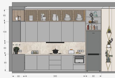 Kitchen Interior Details, Kitchen Plan With Dimensions, Modern Kitchen Plan, Sketchup Kitchen Design, Kitchen Island Detail Drawing, Modern Kitchen Drawing, Kitchen Design With Dimensions, Modern Kitchen Design Plan, Kitchen Design Plans Layout