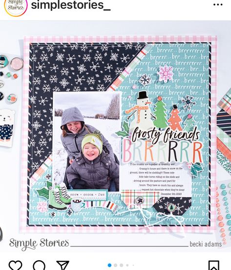 Simple Stories Scrapbooking, Winter Scrapbook Layouts, Beach Scrapbook Layouts, Winter Scrapbooking, Cute Snowmen, Winter Scrapbook, Christmas Scrapbook Pages, Christmas Scrapbook Layouts, Scrapbook Pictures