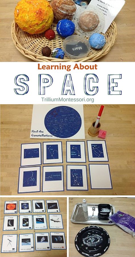 Space Themed Activities For Kids, Montessori Astronomy, Montessori Space, Themed Activities For Kids, Montessori Works, Space Lessons, Space Activities For Kids, Space Preschool, Space Week