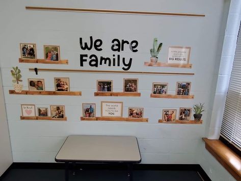 Family Pictures Display Wall Preschool, Childcare Family Tree Display, Prek Family Picture Display, Family Tree Reggio Classroom, Prek Art Wall Display, Family Wall Ideas For Classroom, We Are Family Classroom Display, Preschool Family Picture Display, Reggio Wall Decor