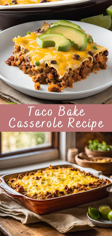 Taco Bake Casserole Recipe | Cheff Recipes Cheesy Taco Casserole Recipes, Taco Chip Casserole, Taco Casserole For Two, Taco Casserole Bake Ground Beef Flour Tortillas, Beef Taco Casserole Recipes, Easy Taco Casserole Bake, Nacho Bake Casserole, Taco Casserole Bake With Tortillas, Taco Bake Casserole With Tortillas