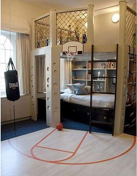 Basketball Room Cool Boys Room, Basketball Room, Minimalist Dekor, Boys Room Design, Dorm Room Storage, Cool Kids Bedrooms, Boy Bedroom Design, Kids Bunk Beds, Teenage Bedroom