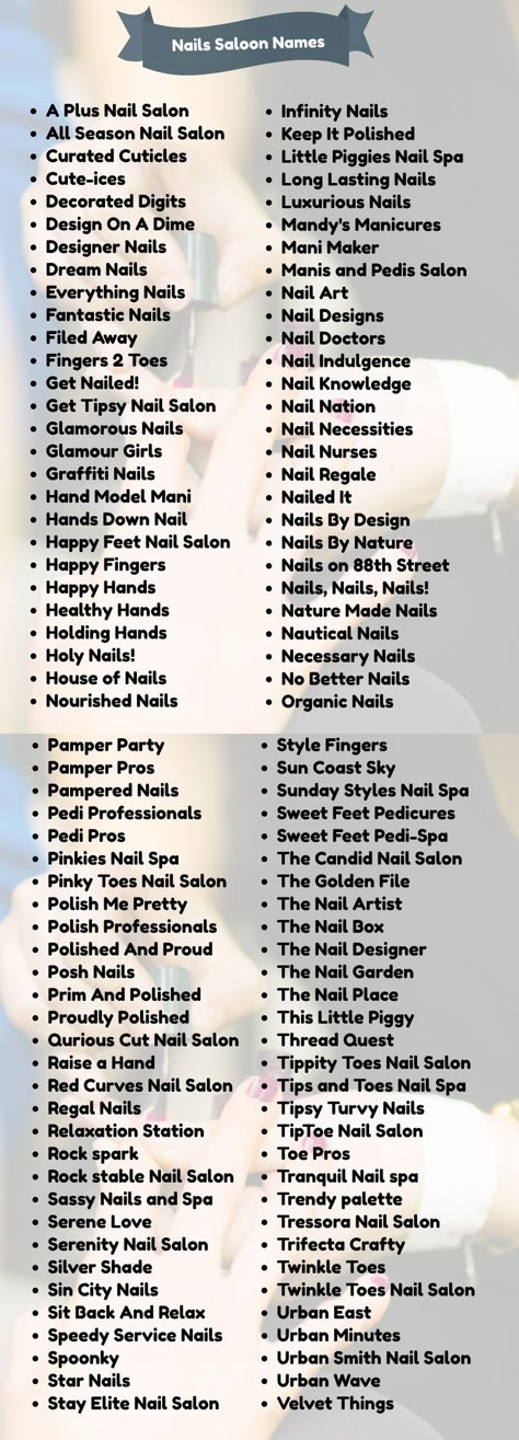 400+ Classy Nail Salon Names for Your Business Nails Hashtag For Instagram, Nail Art Shop Name Ideas, Nail Art Insta Id Name, Nailart Name Ideas, Business Names For Nails, Cute Names For Nail Salon, Nail Instagram Account Names, Nail Saloon Designs, Nail Salon Name Idea