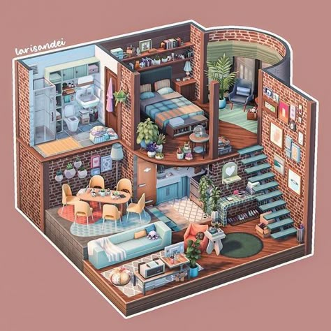 Tiny Sims 4 House Layout, Sims 4 Loft Layout, Sims 4 Tiny Home Ideas, Creative Sims 4 Builds, Sims 4 House Building Floor Plans, Sims 4 Painter House, Sims 4 Dream Home Decorator Cc, Tiny Sims 4 House, Ts4 Tiny House