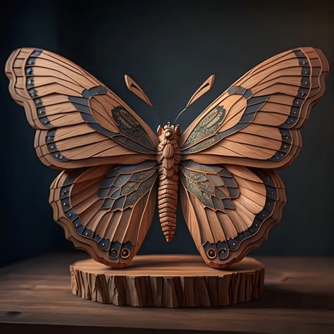 Wood carvings 🦋 Butterfly | @aisagacrafters #aiart #feathers #butterflyart #aimagic #aidreams #butterfly #woodcarving #butterflycarving #magicalai #marchsaga24 Abstract Wood Carving, Wood Carving Art Sculpture, Intarsia Wood Patterns, Pumkin Carving, Wooden Butterfly, Wood Butterfly, Simple Wood Carving, Cnc Art, Woodworking Basics