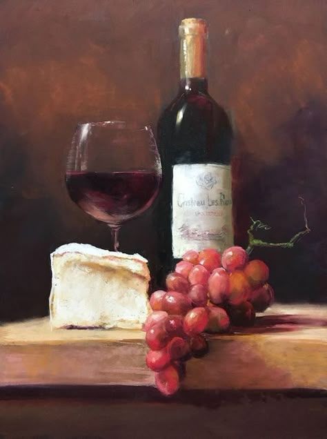 Wine Painting, Food Painting, Still Life Oil Painting, Fruit Painting, Wine Art, A Level Art, Still Life Art, Art Inspiration Painting, Painting Art Projects