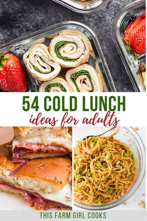 Cold Lunch Ideas For Work, Lunch Ideas For Adults, Healthy Cold Lunches, Lunches To Take To Work, No Heat Lunch, Cold Lunch Ideas, Lunch For Work, Meal Prep Lunches, Work Lunch Ideas