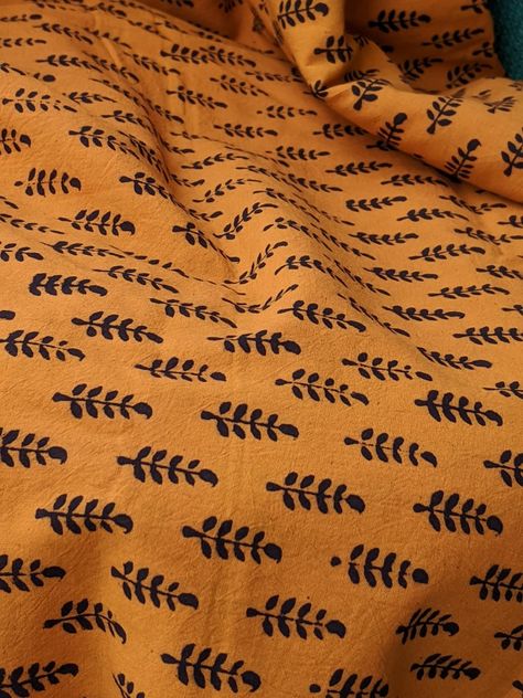 Bagh Fabric, Cotton Fabric, Hand Made Block Print Cotton Fabric,Bagh Block Print, Orange Fabric Bagh Print, Simple Motif, Block Print Dress, Fabric Prints, Orange Fabric, Block Printing Fabric, Animal Print Rug, Fabric Cotton, Block Print