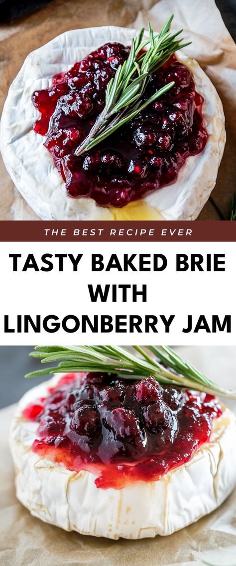 Image for Tasty Baked Brie with Lingonberry Jam Holiday Baked Brie, Savory Baked Brie, Baked Brie With Jam, Lingonberry Jam, Clematis Varieties, Finger Foods Appetizers, Jalapeno Jam, Brie Appetizer, Brie Cheese