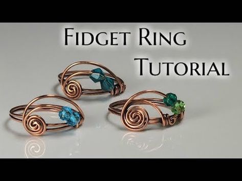 Easy Wire Wrapping Beads, How To Make Wire Bead Rings, Thing A Ma Jig Patterns Tutorials, Diy Fidget Rings Easy, Wire Jewelry Beginner, Easy Wire Crafts For Beginners, Fidget Rings Jewelry Diy, How To Make Fidget Rings, Ring Wire Tutorial