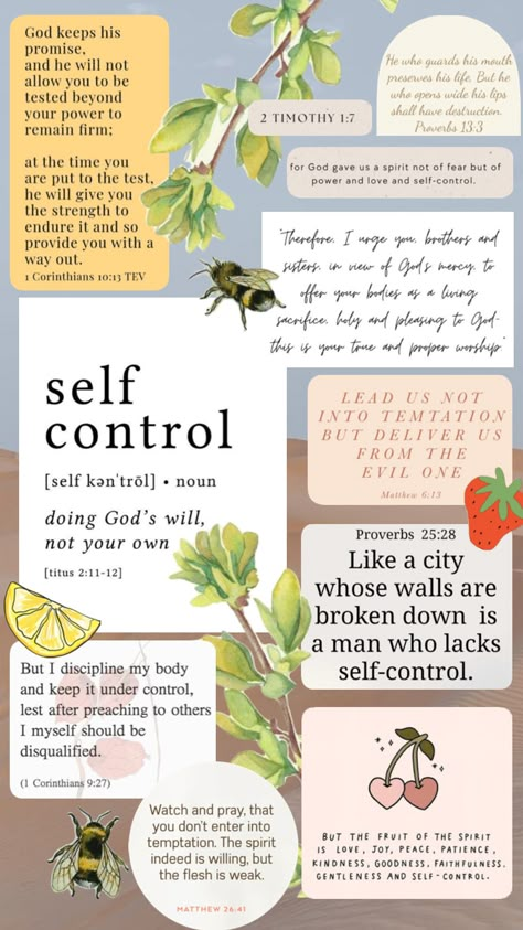 Fruit of the Spirit: SELF CONTROL #bible #bibleverse #fruitofthespirit #selfcontrol #christiangirl Bible Verse Background, Christian Backgrounds, Bible Quotes Wallpaper, Christian Bible Study, Bible Study Verses, Bible Notes, Bible Study Notes, Christian Motivation, Fruit Of The Spirit