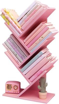 Standing Bookshelf, Desktop Bookshelf, Tree Bookshelf, Preppy Room, Cute Bedroom Decor, Book Storage, Room Makeover Bedroom, Pink Room, Room Makeover Inspiration