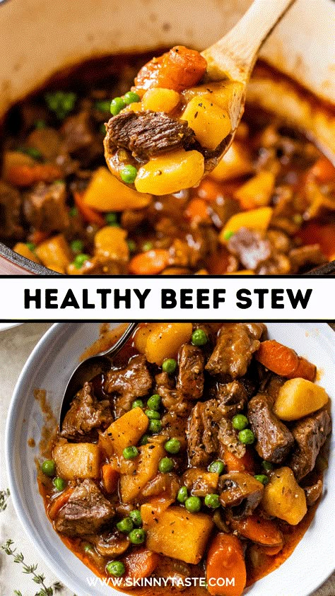 Health Beef Stew, Stu Recipes Beef, Meal Prep Beef Stew, Healthier Beef Stew, Dinner With Beef Stew Meat, Skinnytaste Beef Stew, Health Beef Recipes, Beef Stew With Peas, Beef Stew Meal Prep