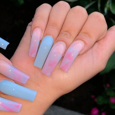 Pink And White Ombre Nails Coffin Long, Coffin Art, Nails Grunge, Cotton Candy Nails, Candy Nails, Unghie Sfumate, Purple Acrylic Nails, Drip Nails, Ombre Acrylic Nails