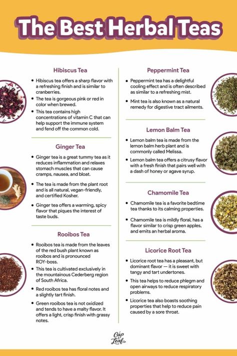 9 OF THE BEST HERBAL TEAS TO TRY… | AFTERNOON TEA 4 TWO… Tea Infographic, Healing Tea Recipes, Best Herbal Teas, Tea Blends Recipes, Herbal Tea Recipes, Lemon Balm Tea, Herbal Tea Benefits, Tea Remedies, Teas Recipes