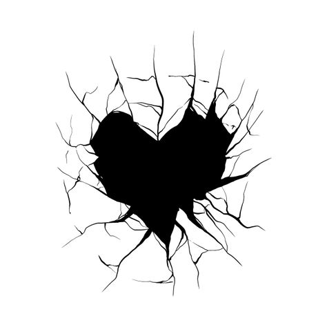 Chip On My Shoulder Tattoo, Shattered Glass Heart Tattoo, Breaking Heart Tattoo, Spiked Heart Tattoo, Cracked Heart Tattoo, Dark Tattoo Stencil, Cover Tatoos Ideas, Black Out Tattoo Designs, Simple Back Tattoos For Guys