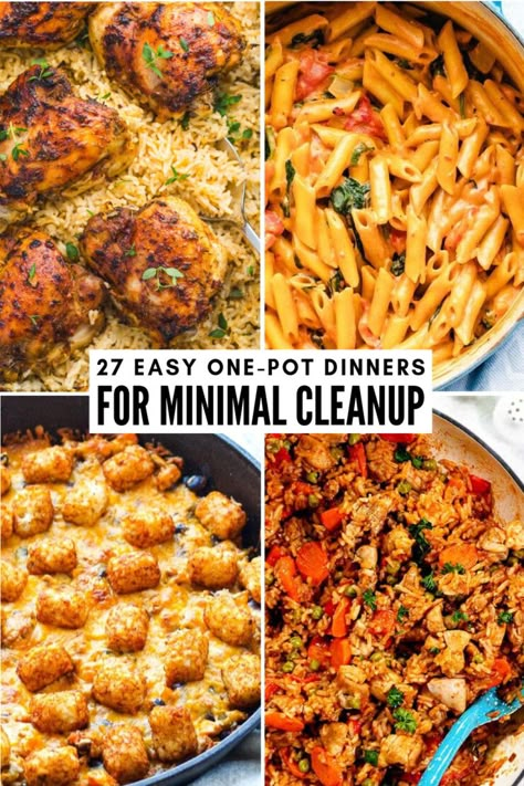 Why spend ages cleaning up after dinner when you can use recipes for dishes that only call for one pot or pan? Our favorite weeknight dinners are easy to make and even easier to clean up. These easy one-pot dinnner recipes are prepared in a single pot, sheet pan or skillet. Pot Dinners, Fast Dinner Recipes, One Pot Dinners, Easy One Pot Meals, One Pot Dinner, Fast Dinners, Cheap Dinners, Family Dinner Recipes, Quick Dinner Recipes