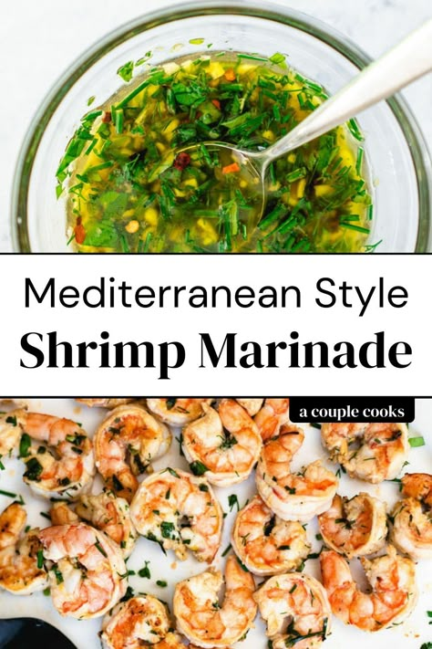 Herb Shrimp Recipes, Mediterranean Shrimp Marinade, Summer Dinner Recipes Shrimp, Mediterranean Shrimp Recipes, Gluten Free Recipes Summer, Mediterranean Grilled Shrimp, Marinade For Shrimp, Shrimp Marinade Recipes, Mediterranean Shrimp Recipe