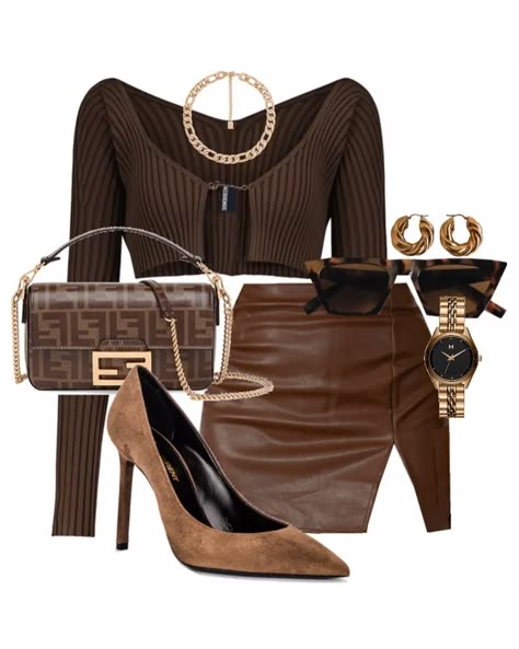 Women's Shoes Accessories, Brown Outfit, Fashion Unique, Brown Tones, Looks Chic, Fancy Outfits, Teenage Fashion Outfits, Women's Handbags, Swag Outfits