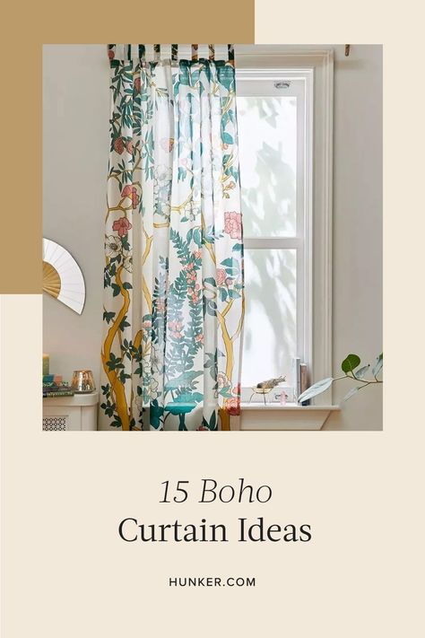 Modern Boho Window Treatments, Fun Curtains Living Room, Boho Curtain Ideas, Boho Curtains Living Room, Boho Window Treatments, Boho Kitchen Curtains, Boho Shades, Sheers Curtains Living Room, Boho Style Room