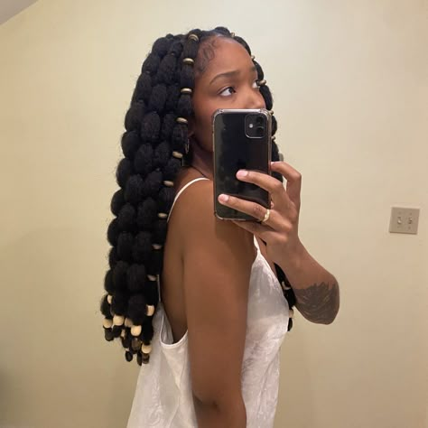 Bubble Braids For Black Women, Two Bubble Braids Black Hair, Poodle Hairstyles Black Women, Box Bubble Braids, Bubble Puffs Natural Hair, Bubble Braid On Black Hair, Bubble Braids On 4c Hair, Bubble Braid Locs, Bubble Braids On Black Women