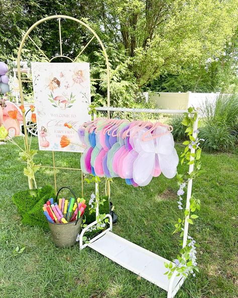 Fairy garden Birthday Party Ideas | Photo 1 of 10 | Catch My Party Fairy Party Table Setting, Fairy Birthday Ideas Decoration, 2nd Fairy Birthday, Fairy Theme 2nd Birthday Party, Pink Fairy Party, Fairy First Birthday Pinata, Fairy Fifth Birthday Party, Tea Party For 4th Birthday, Fairy First Birthday Party Diy