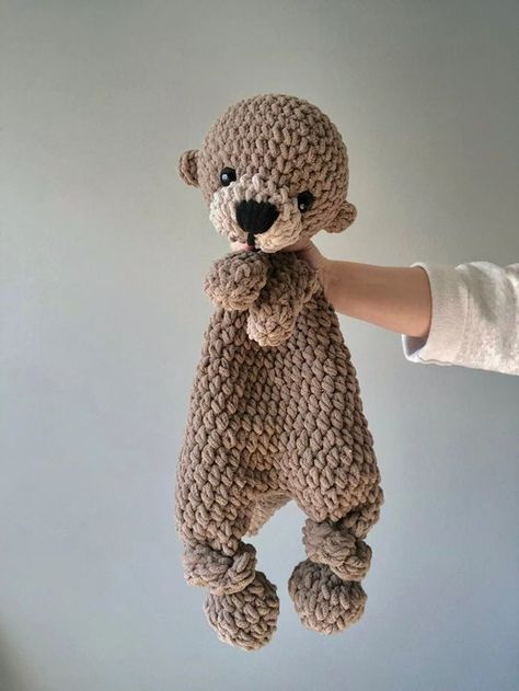 Amigurumi pattern Otter Crochet, Crochet Otter, Yarn Animals, Lovey Crochet, Crochet Nursery, Lovey Pattern, Crochet Lovey, Confection Au Crochet, Crochet Animals Free Patterns