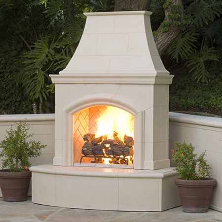 Outdoor wood burning fireplace