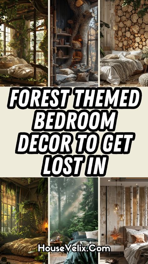 Bring the magic of the woods into your home with forest themed bedroom decor. Think lush greens, natural textures, and whimsical touches that make your bedroom a cozy, nature-inspired sanctuary. #ForestThemedBedroomDecor #ForestBedroom #GreenBedroom #NatureInspiredBedroom Enchanted Forest Room Ideas, Boys Nature Bedroom, Kids Forest Bedroom, Forest Inspired Bedroom, Enchanted Forest Room, Woodsy Bedroom, Forest Bedroom Decor, Forest Bedroom Ideas, Tree Bedroom Decor