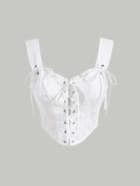 White Lace Corset Top, Wide Straps Top, White Corset Top, Corset Outfit, Corset Fashion, Corset Style Tops, Dr Wardrobe, White Corset, Quick Outfits