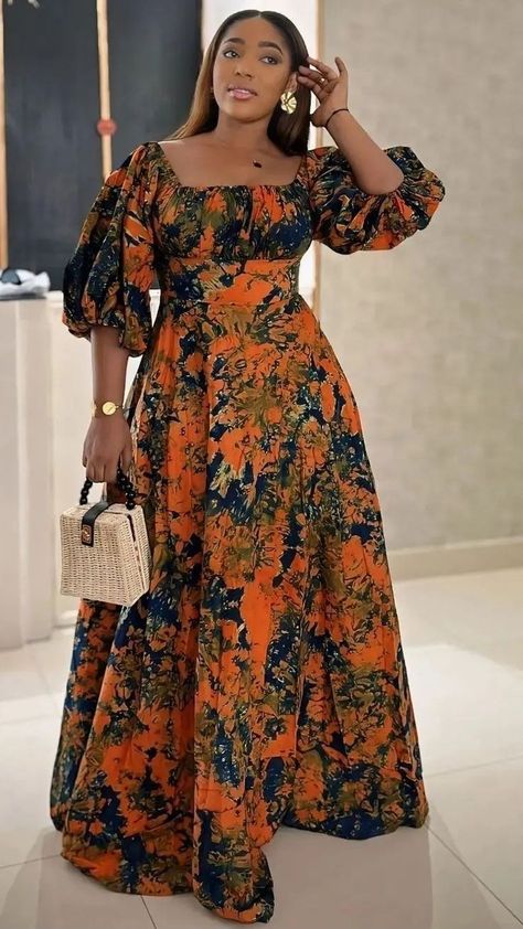 2024 African Dress Styles, Ankara Modest Styles, Chitenge Dresses For Women, Modest Ankara Dress Styles, Modest African Dresses, Wax Style African Fashion, Chitenge Dresses, Long Ankara Dresses, Robes Wax