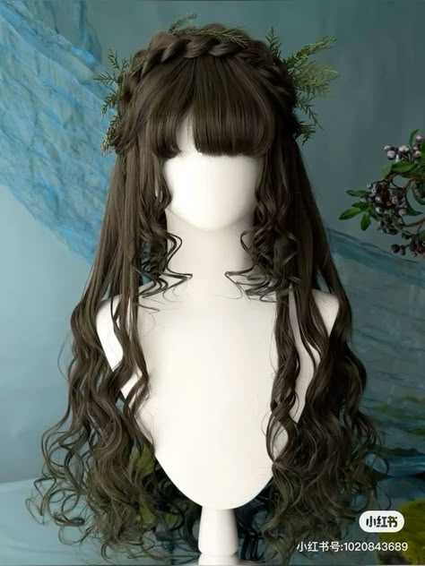 Fantasy Hair Front View, Fantasy Hair Aesthetic, Angelic Hairstyles Aesthetic, Ethereal Hairstyles Romantic, Fancy Long Hairstyles, Long Fantasy Hair, Fantasy Hairstyles Princesses, Fantasy Hairstyles Short, Dnd Hairstyles