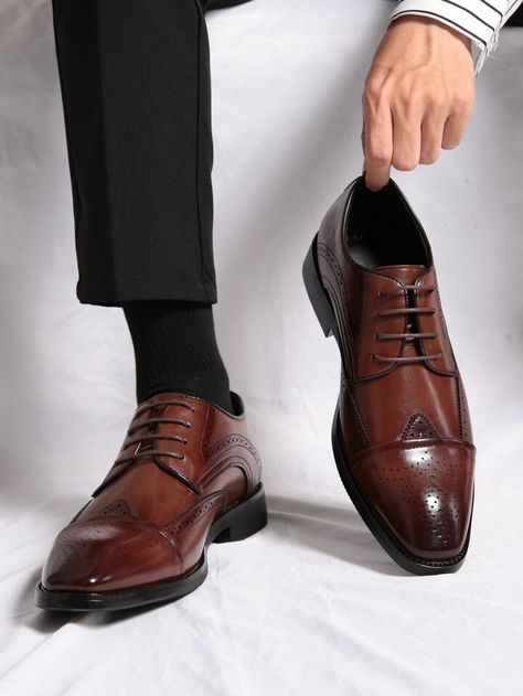 Discover the latest the Men's Formal Brogue Carved PU Leather Shoes For Business Office, Saturday Night, Banquet, Wedding Party, Groom, Large Size, European And American Style at SHEIN, shop weekly updated Dress Shoes and get inspired by the greatest styles. Cash on delivery for GCC.Buy now pay later with Afterpay√ Free Shipping $45 √ Free Shipping on Orders over SAR199 for Saudi Arabia √ $4 Off First Order √ Wedding Shoes Groom Men's, Groom Brown Shoes, Shoes For Groom Wedding, Grooms Shoes Wedding, Brown Leather Shoes Outfit Men, Brown Dress Shoes Men Outfit, Men Wedding Shoes Grooms, Boys Shoes Aesthetic, Brown Dress Shoes Men