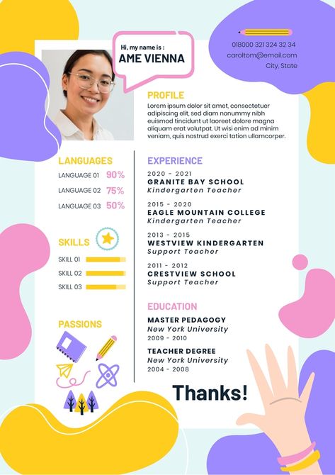 Abstract Child-like Education Resume Cv Picture, Unique Resume Design, Teacher Cv, Medical Resume, Unique Resume, Education Resume, Business Resume, Resume Template Examples, Teacher Resume Template