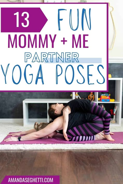 These basic and fun partner yoga poses for kids are perfect for Mommy and Me yoga sessions at home! Teach healthy habits while spending quality time exercising together. Don't miss the yoga vocabulary, yoga books for kids, and some recommended yoga gear at the bottom too! Yoga Vocabulary, Mommy And Me Yoga, Preschool Yoga, Toddler Yoga, Couples Yoga Poses, Kid Yoga, Yoga Poses For Kids, Partner Yoga Poses, Yoga Poses For Two