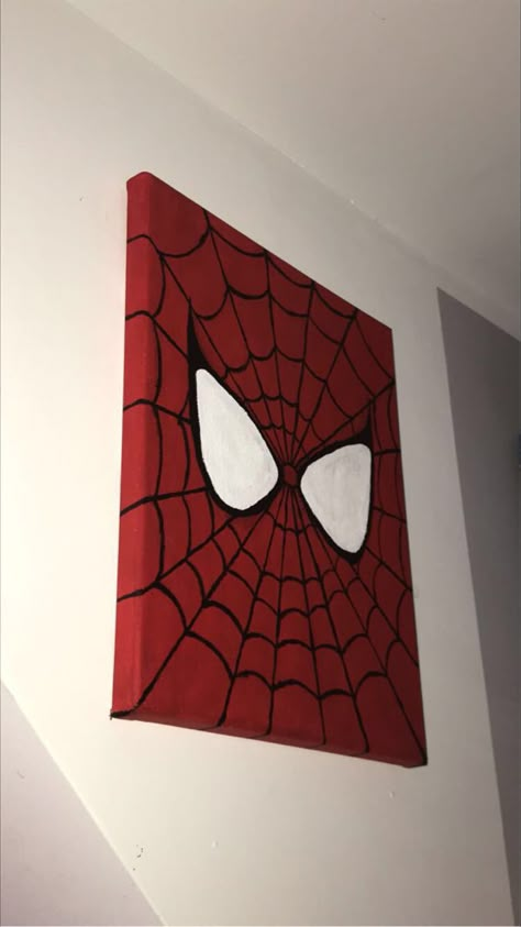 Big Canvas Art Aesthetic, Spiderman On Canvas, Cool Canvas Painting Ideas Wall Decor, Easy Painting Ideas On Canvas For Guys, Easy Paintings For Room Decor, Spider Man Painting Ideas, Painting Ideas On Canvas Spiderman, Spider Man Painting Easy, Spider Man Canvas Painting