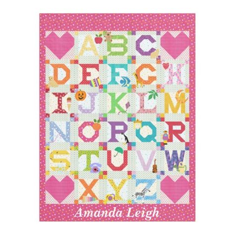 Baby Girl Alphabet Quilt Design Fleece Blanket Pink Baby Room, Alphabet Quilt, Cute Alphabet, Baby Quilt Patterns, Pink Baby Girl, Personalized Baby Girl, Quilt Design, Stroller Blanket