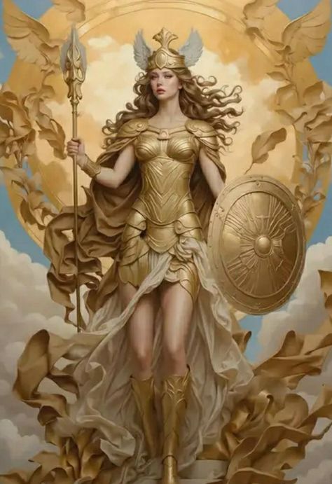 Mythology Greek Goddess Pictures, Rhea Greek Mythology Art, Athena Concept Art, Athena Greek Goddess Art, Athena Artwork, Greek Goddess Warrior, Athena Goddess Art, Hygeia Goddess, Greek Mythology Hera