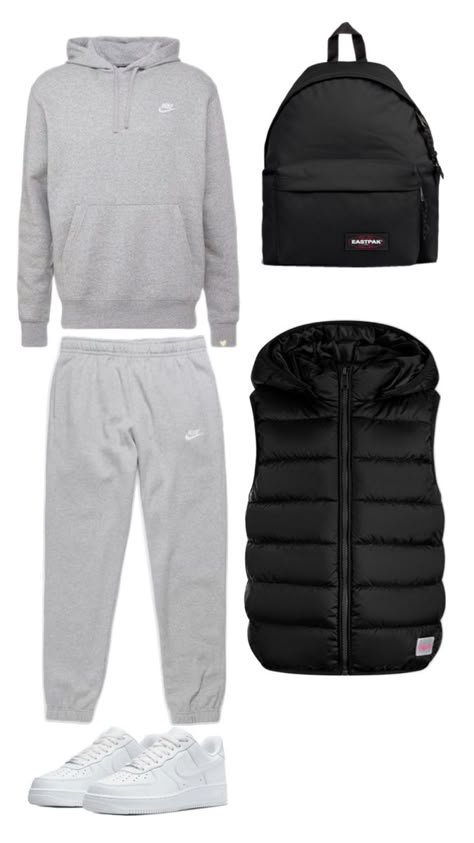 Ensemble Nike Gris, Nike Tech Outfit Men, Nike Crewneck Outfit, Nike Ensemble, Tech Outfit, Crewneck Outfit, Outfit Nike, Nike Crewneck, Mens Trendy Outfits