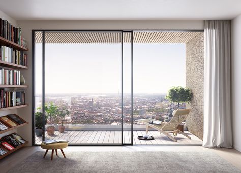 Gallery of New Images Released of OMA's Norra Tornen Towers in Stockholm - 22 Oscar Properties, Trendy Apartment, Mcm House, Apartment Architecture, Balcony Design, Cool Apartments, Balcony Decor, Apartment Room, Glass Doors