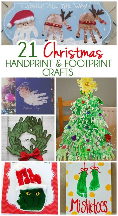 21 Handprint and Footprint Christmas Crafts Christmas Hand Or Foot Print Crafts, Foot Christmas Tree Craft, Foot And Hand Print Crafts Christmas, Kid Footprint Art, Kids Handprint Christmas Crafts, Hand Christmas Crafts, Baby Foot Christmas Crafts, Hand And Footprint Christmas Art, Hand And Foot Print Art Christmas