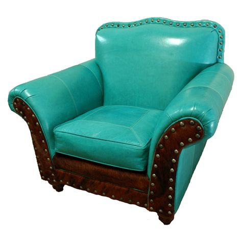 Albuquerque Turquoise Club Chair Western Living Room, Western Furniture, Turquoise Leather, Shades Of Turquoise, Aqua Turquoise, Club Chair, 12 Weeks, Western Decor, Furniture Covers