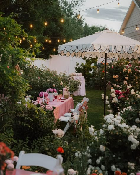 Rose Lane Garden | You can’t go wrong having a party in a garden🧚🌸✨💖 Imagine your intimate event photo album looking something like this!… | Instagram Colorful Garden Party Wedding, Vintage Garden Party Wedding, Get Together Party Ideas, Backyard Party Setup, Rose Garden Party, Garden Cocktail Party, Bridal Garden Party, Formal Garden Party, Garden Engagement Party