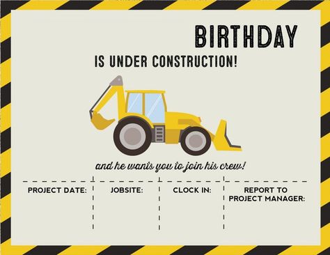 Construction Birthday Invitations Free, Construction Party Invitations, Construction Birthday Invitations, Tractor Birthday Party, Construction Theme Birthday Party, 2nd Birthday Party For Boys, Construction Theme Party, Tractor Birthday, Construction Birthday Parties