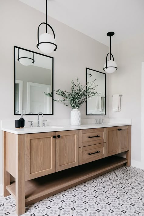 Master Bathroom Vanity Cabinet Custom, White Oak custom stained in Ledgerock Walls are in Benjamin Moore 1471 Shoreline #masterbathroom #whiteoak #Whiteoakvanity #BenjaminMoore1471Shoreline #BenjaminMoore Drømme Bad, Bilik Air, Primary Bath, Master Bath Remodel, Upstairs Bathrooms, Bathroom Redo, Farmhouse Style House, Bathroom Inspo, Bathroom Remodel Master