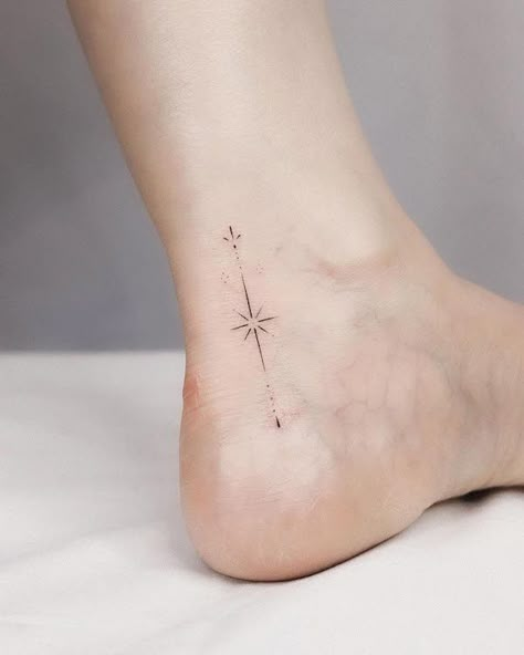 Back Of Ankle Tattoo, Cream Tattoo, Celestial Tattoo, Ankle Tattoo Designs, Ankle Bracelet Tattoo, Army Tattoos, Ankle Tattoos For Women, Anklet Tattoos, Star Tattoo Designs