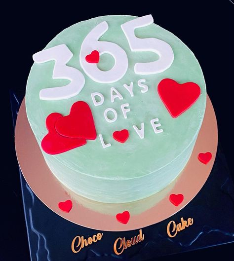 1st anniversary cake 
365 days of love 1 St Anniversary Cake, 1st Anniversary Cake Ideas Couple, 1st Year Anniversary Cake, Cake For 1st Anniversary, 365 Days Cake, 1 Month Anniversary Cake, 1st Anniversary Cake Designs, 1 Anniversary Cake, 1 Year Anniversary Cake Ideas