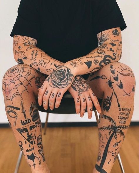 Tattoos For Big Guys, Minimalist Sticker Tattoo Sleeve, Patchwork Leg Tattoos For Men, Men’s Leg Tattoo Patchwork, Men’s Patchwork Tatoos, Patchwork Tattoo Ideas Forearm, Men’s Leg Tattoos Simple, Blackwork Style Tattoo, Forearm Tattoos Men Patchwork