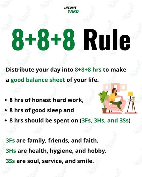 The 8+8+8 Rule, 8 8 8 Rule, Personal Improvement Plan, Best Self Help Books, Vie Motivation, Positive Quotes For Life Motivation, Personal Improvement, Books For Self Improvement, Skills To Learn