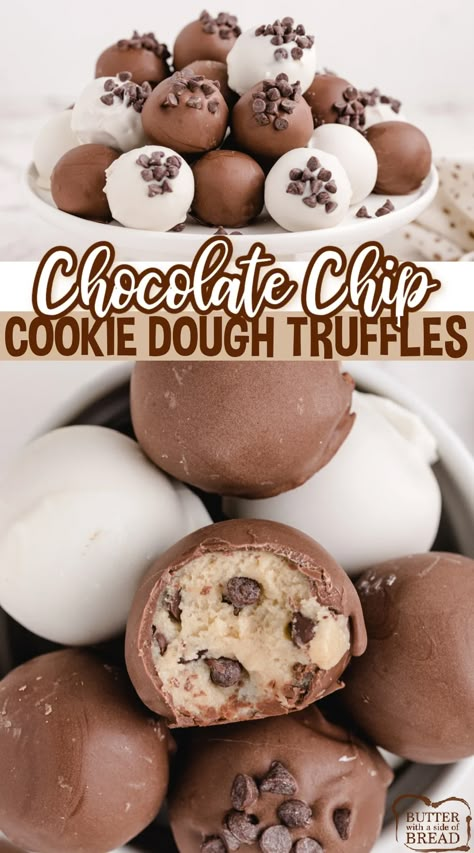 Dough Desserts, Dips Sweet, Chocolate Chip Cookie Dough Truffles, Edible Chocolate Chip Cookie Dough, Dessert Truffles, Cookie Dough Truffles, Truffles Recipe, Chocolate Balls, Dipped In Chocolate